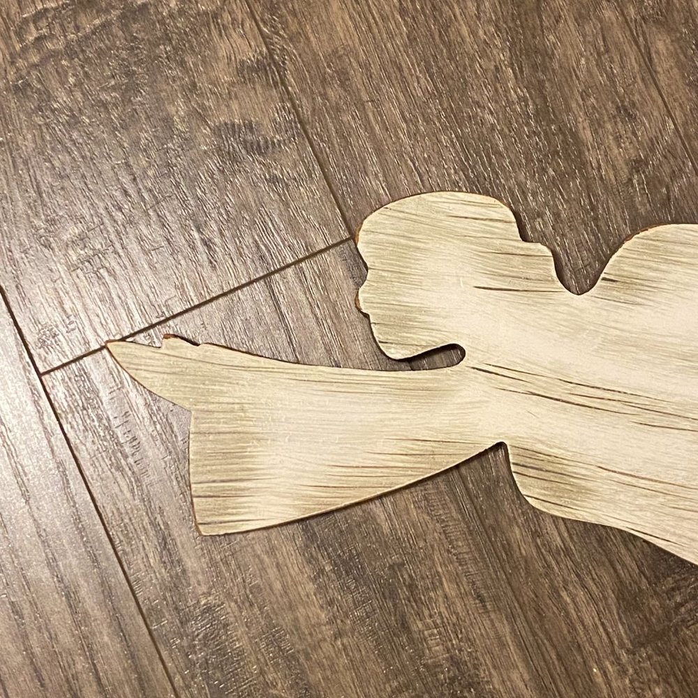 Angel Wall Hanging Ivory Wood Christmas Holiday - Picture 2 of 10